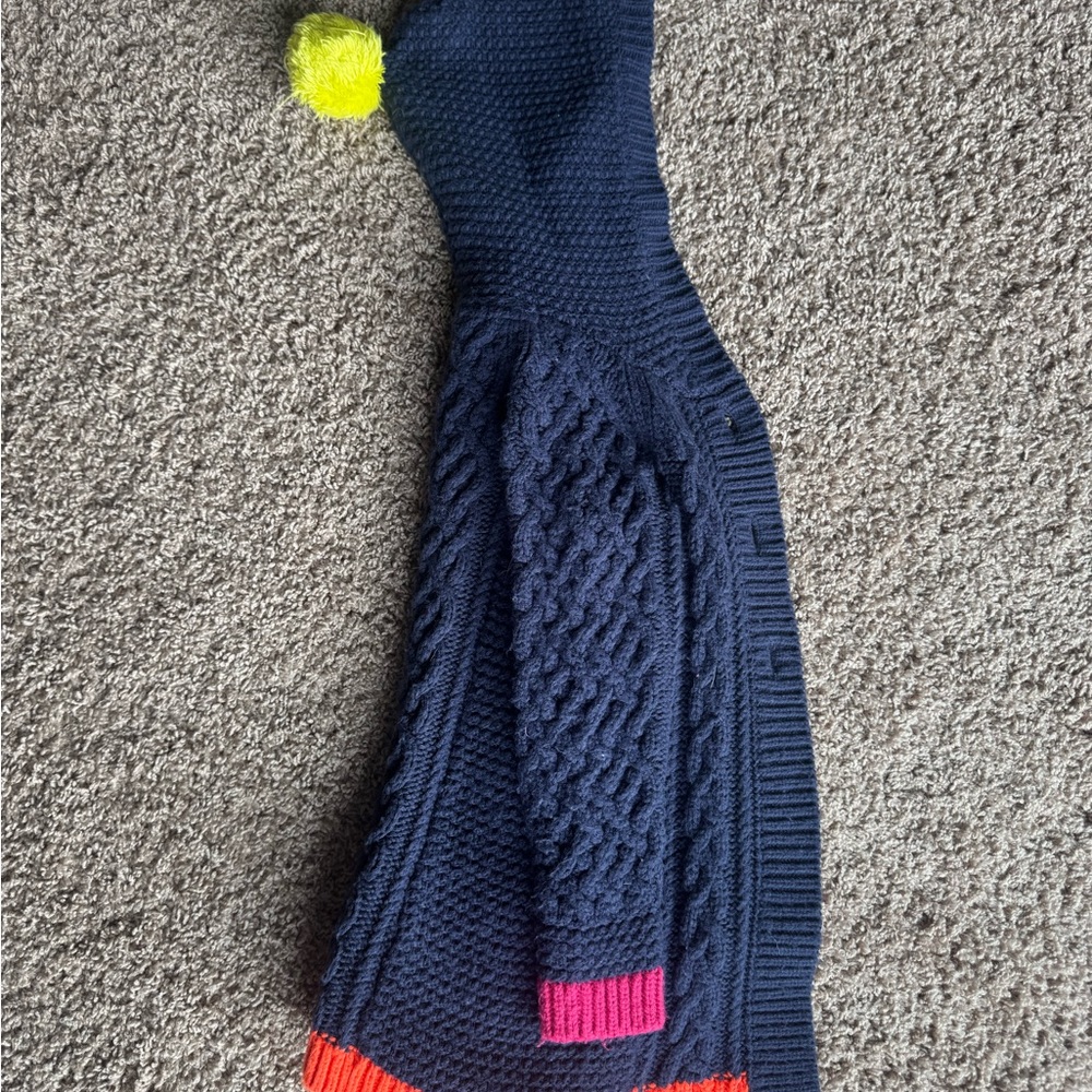 Boden Kids Sweater with Pom-Pom - Navy, Pink, Yellow
